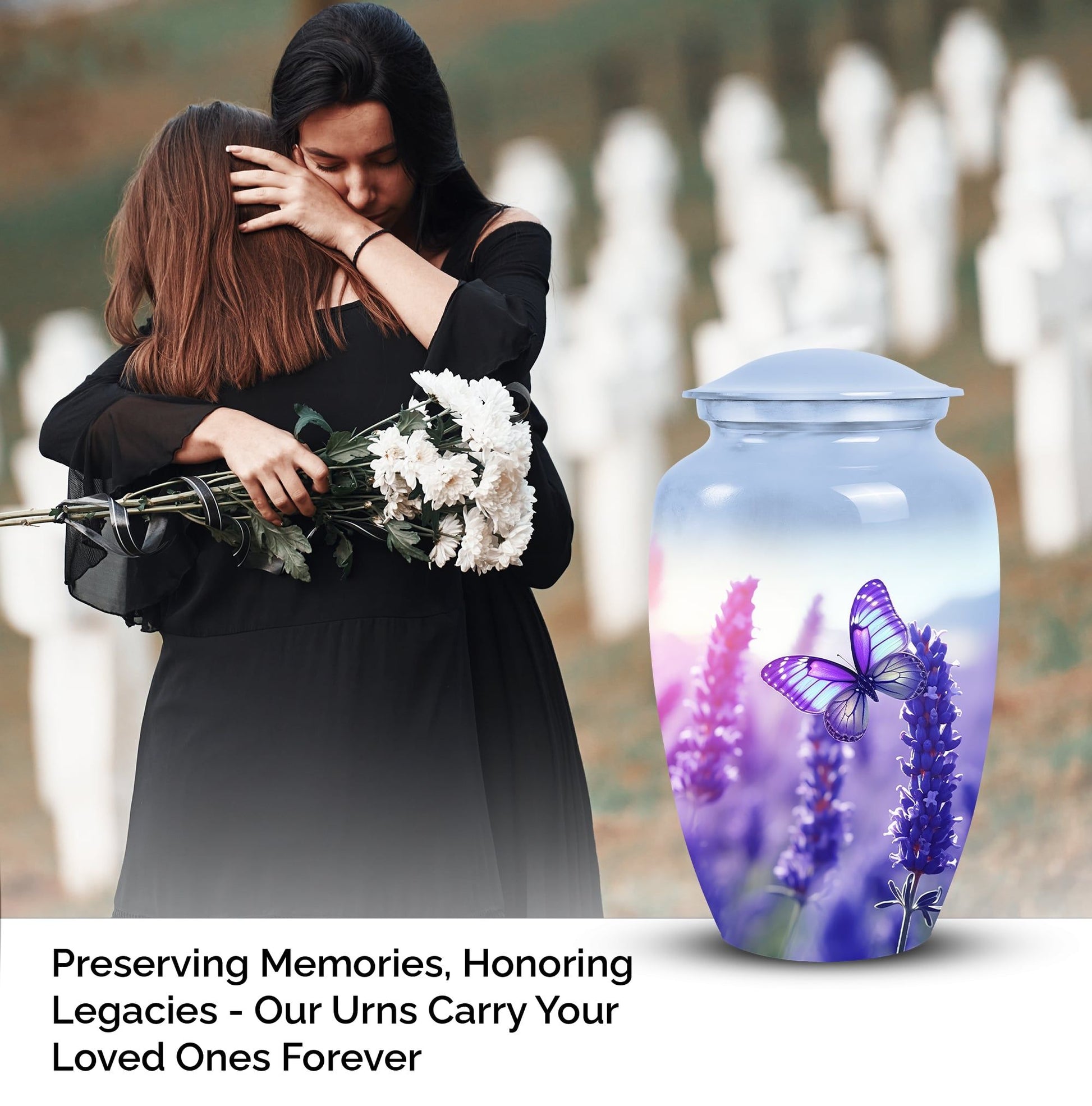 Elegant butterfly urn for mom and adult male, suitable for preserving ashes post-funeral