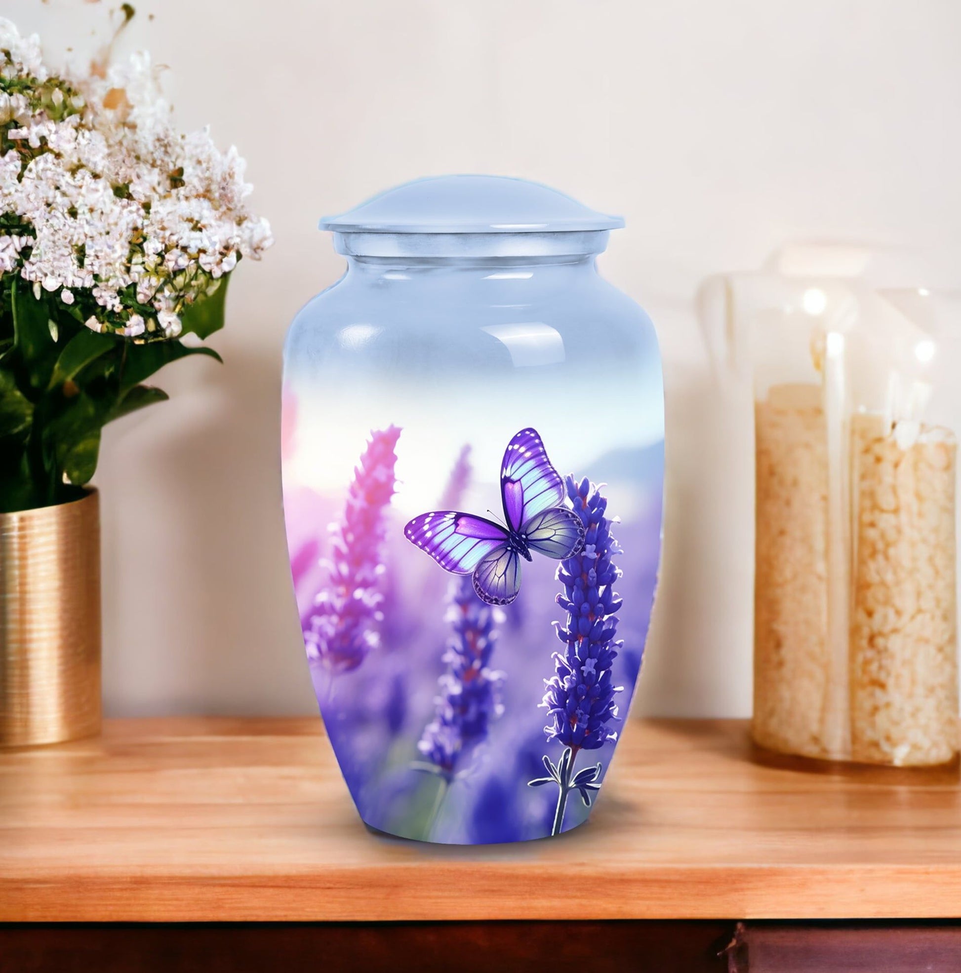 Elegant butterfly urn for mom and adult male, suitable for preserving ashes post-funeral