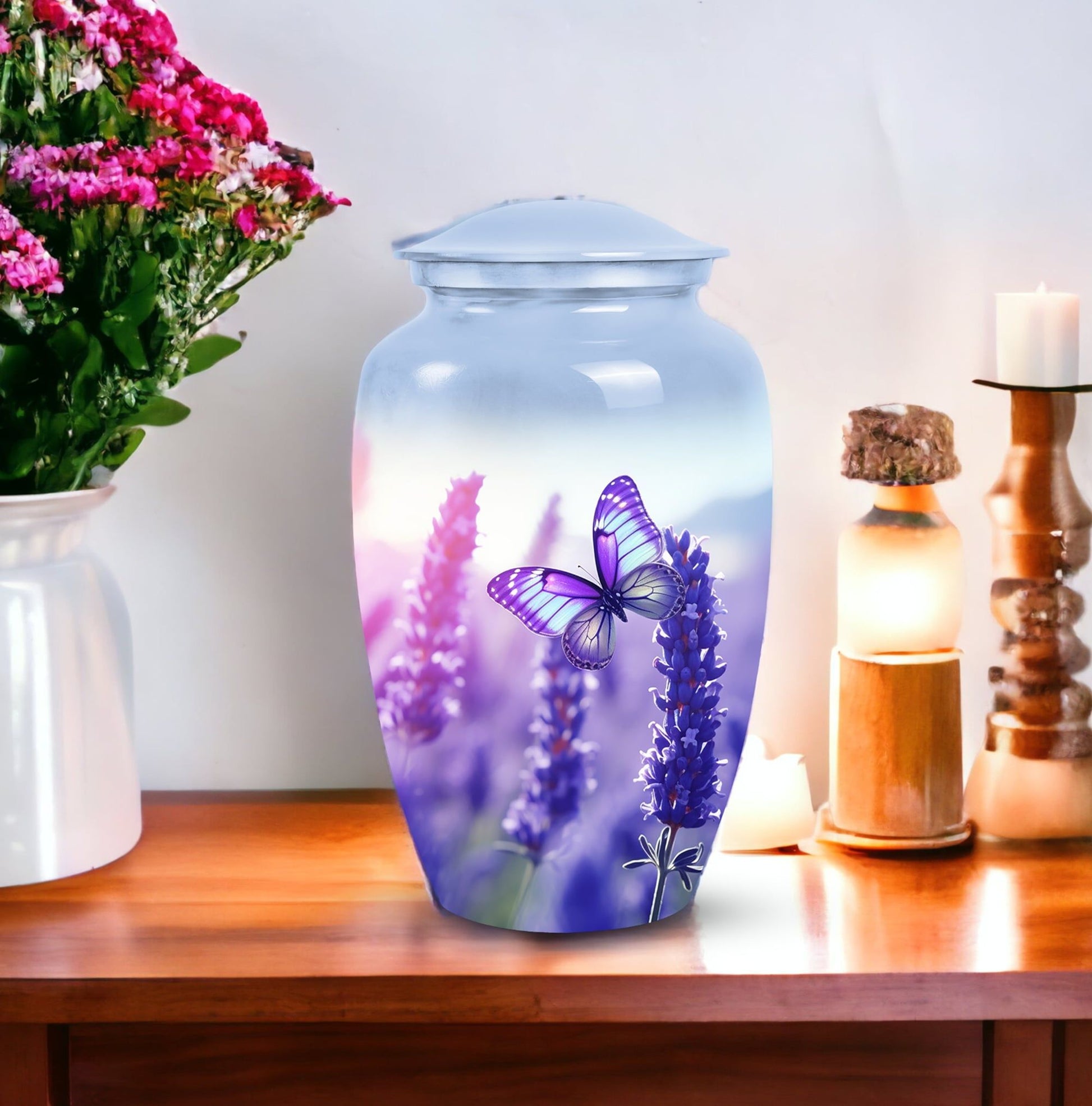 Elegant butterfly urn for mom and adult male, suitable for preserving ashes post-funeral