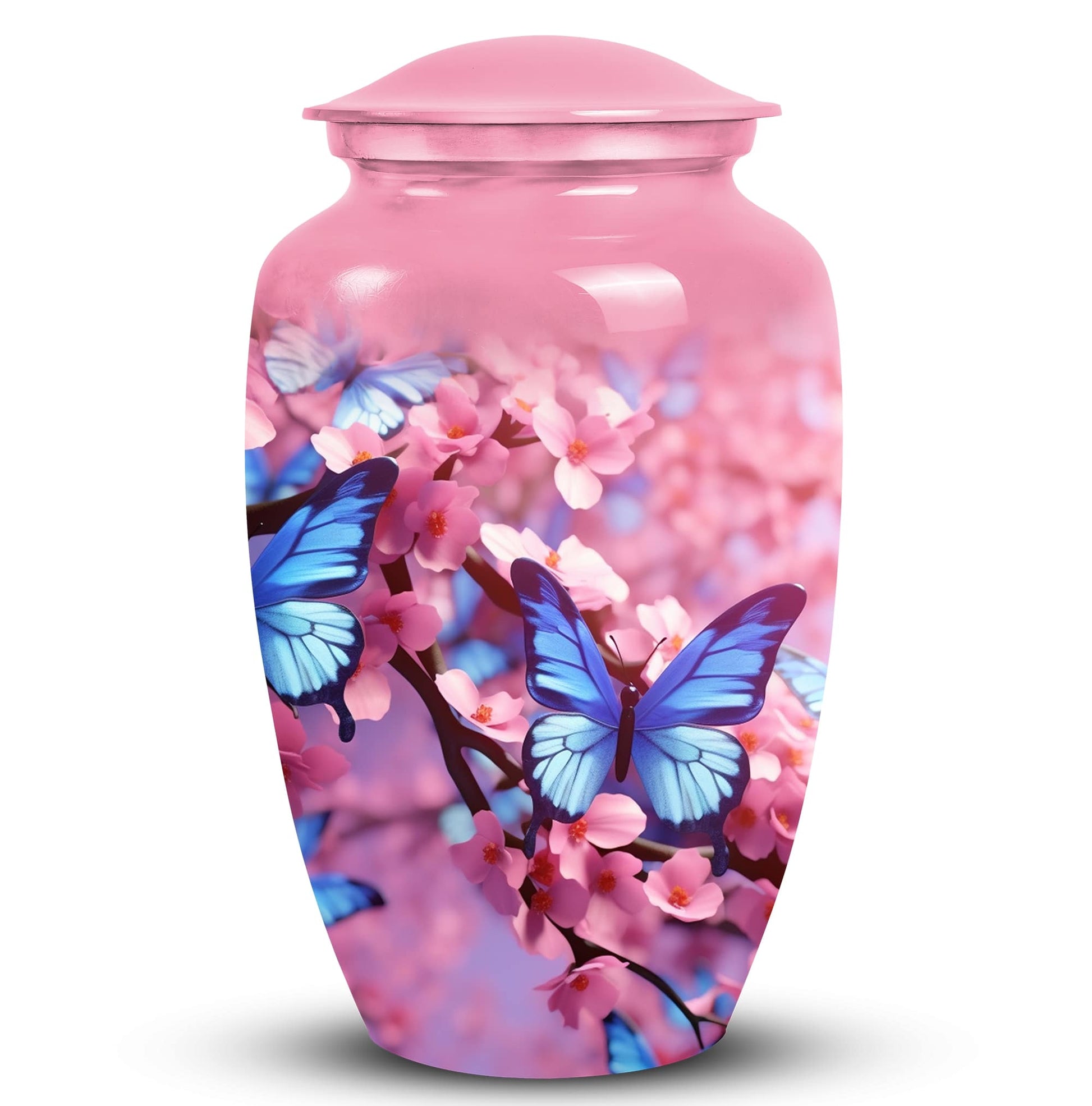 Elegant butterfly-themed urn for holding adult ashes, ideal as a dad urn or for women's ashes