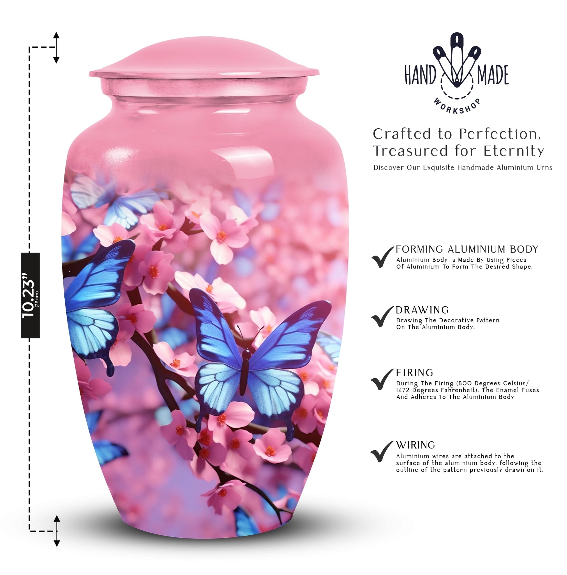 Elegant butterfly-themed urn for holding adult ashes, ideal as a dad urn or for women's ashes