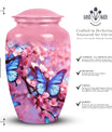 Elegant butterfly-themed urn for holding adult ashes, ideal as a dad urn or for women's ashes