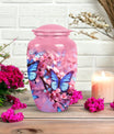 Elegant butterfly-themed urn for holding adult ashes, ideal as a dad urn or for women's ashes