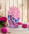 Elegant butterfly-themed urn for holding adult ashes, ideal as a dad urn or for women's ashes