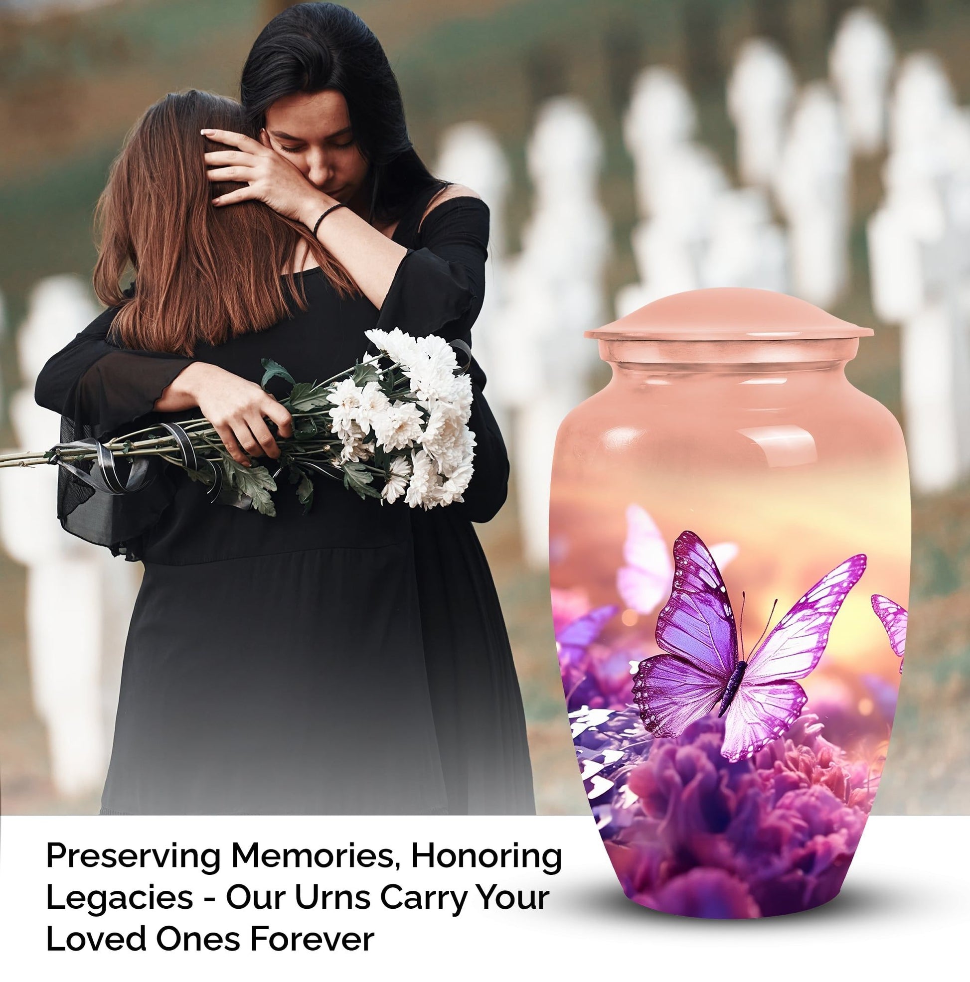 Elegant Butterfly Adult Urn for men ashes, suitable option for women too, medium-sized