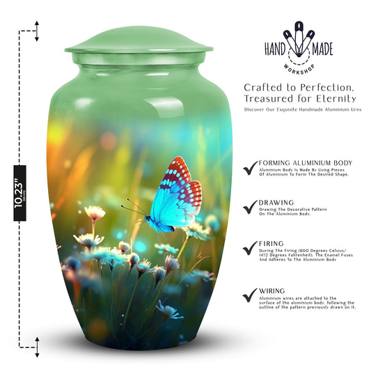 Elegant Butterfly Funeral Urn perfect for storing adult human ashes, suitable for both men and women