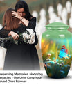 Elegant Butterfly Funeral Urn perfect for storing adult human ashes, suitable for both men and women