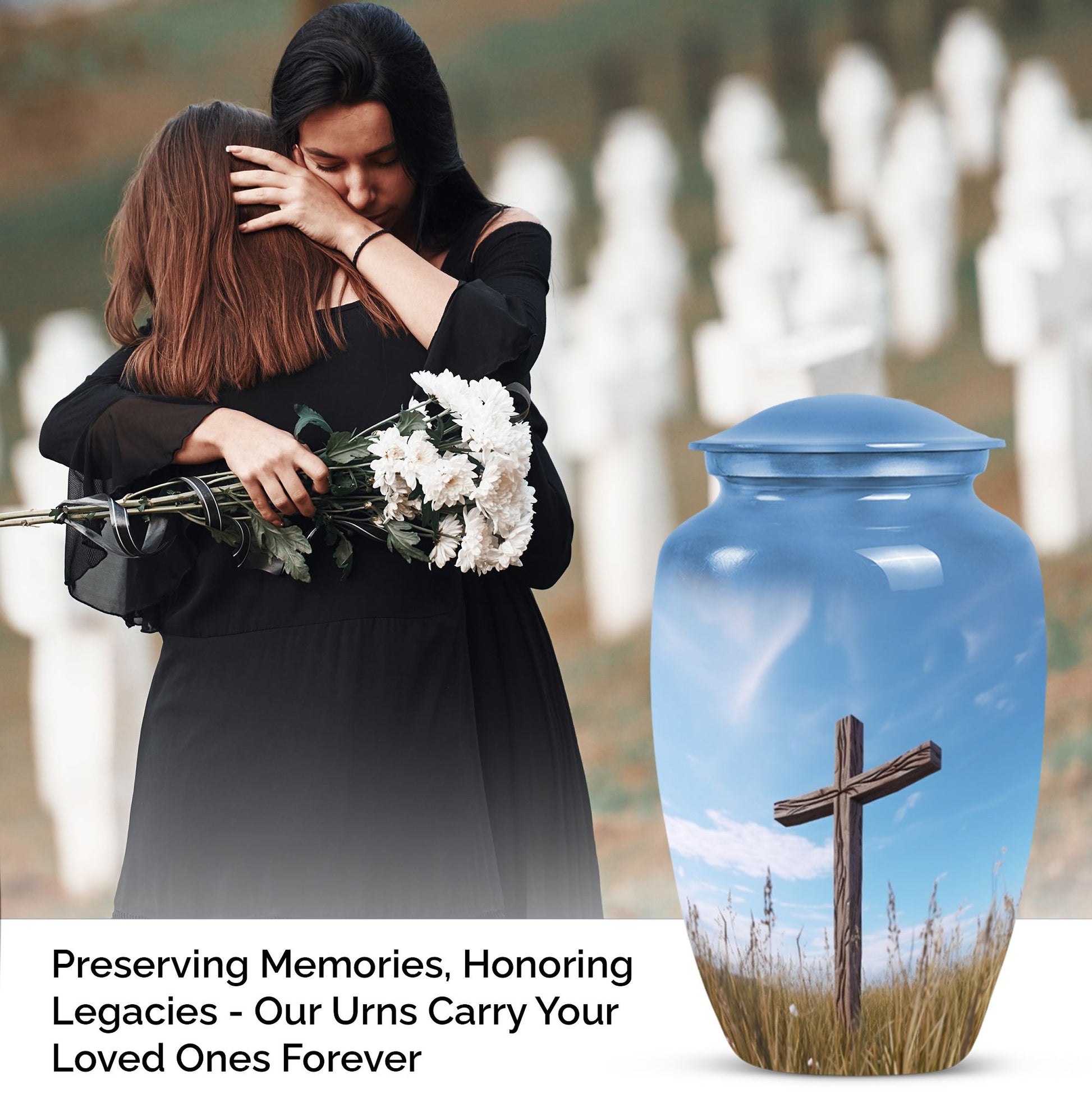 Large Cross Urn for storing Mom's Cremation Ashes