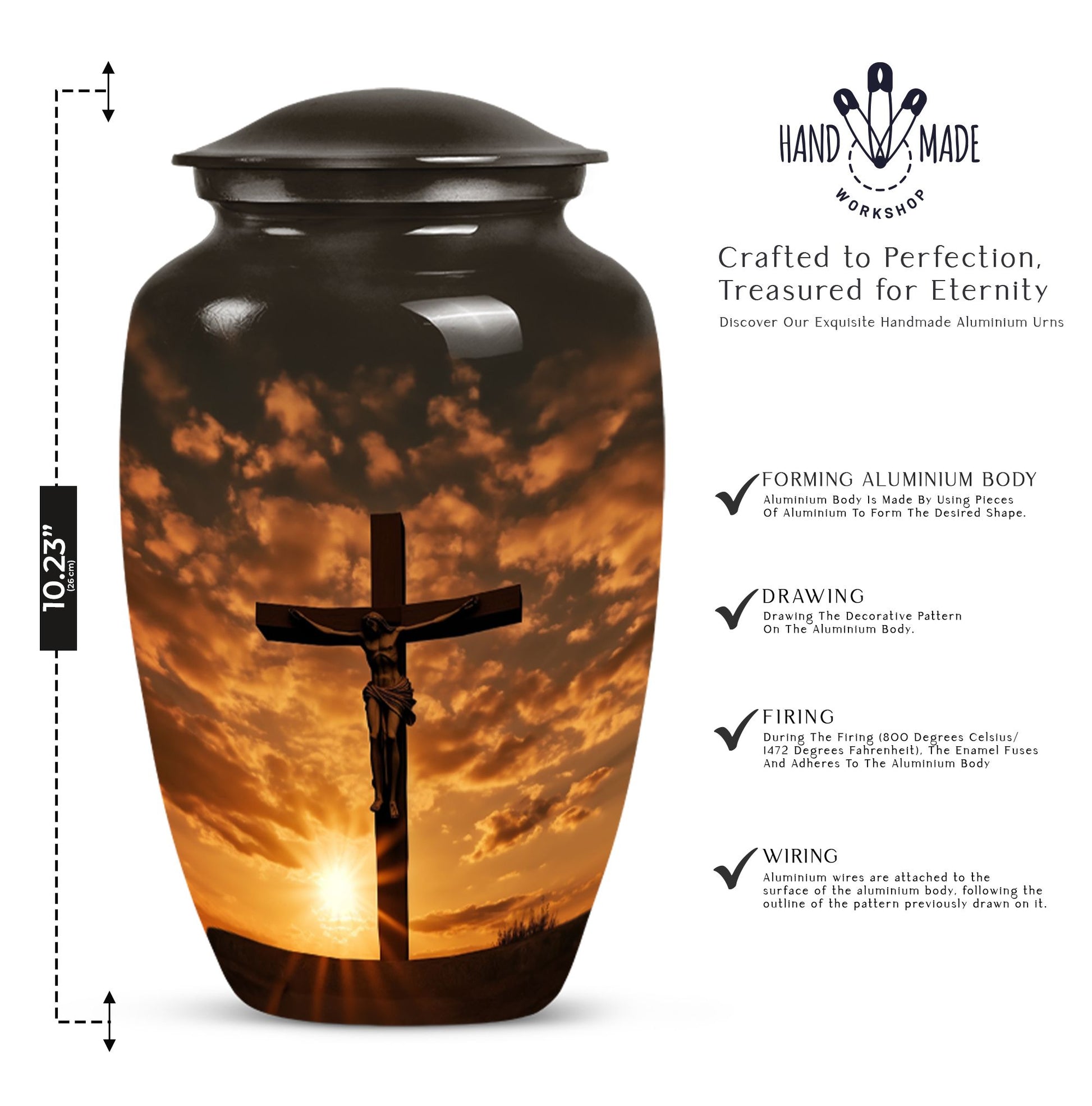 Elegant Celtic Cross cremation urn, ideal for the commemoration of loved ones and suitable for both adult male and female ashes