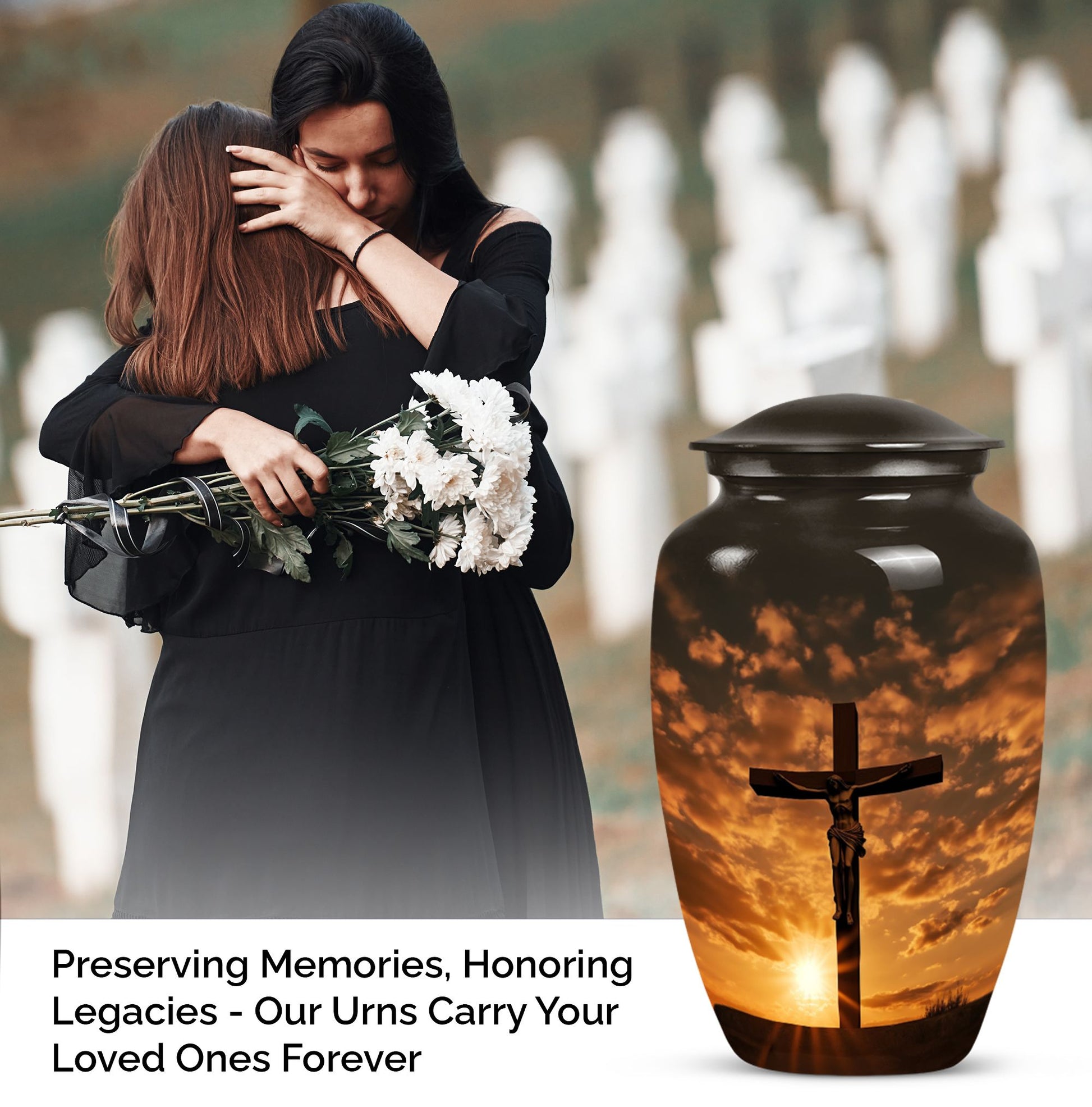 Elegant Celtic Cross cremation urn, ideal for the commemoration of loved ones and suitable for both adult male and female ashes