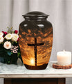 Elegant Celtic Cross cremation urn, ideal for the commemoration of loved ones and suitable for both adult male and female ashes