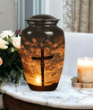 Elegant Celtic Cross cremation urn, ideal for the commemoration of loved ones and suitable for both adult male and female ashes