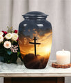 Large cross burial urn designed for adult ashes, ideal for both male and female use