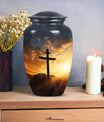 Large cross burial urn designed for adult ashes, ideal for both male and female use