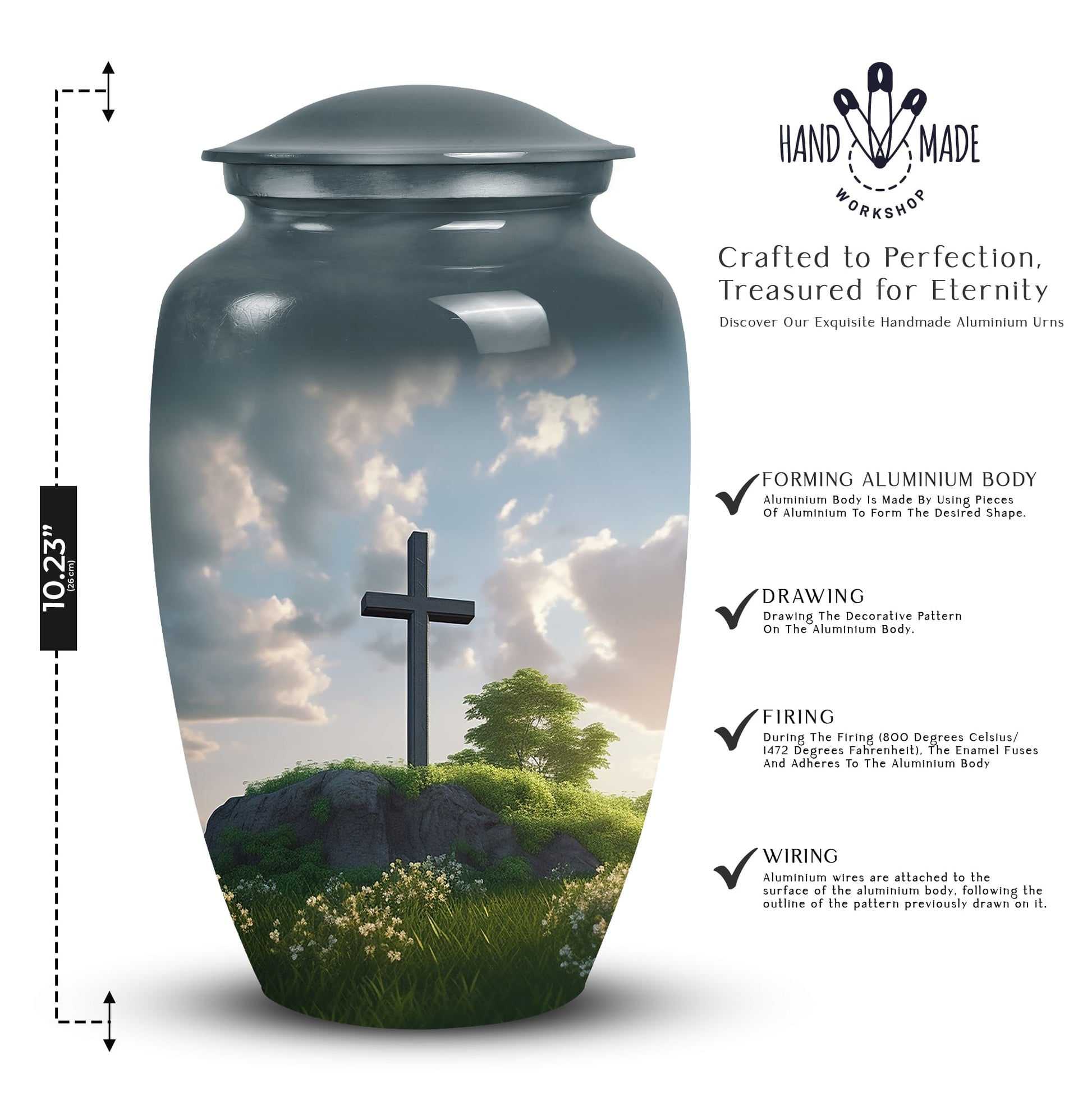 Large Celtic Cross Cremation Urn suitable for human ashes of adult male or female