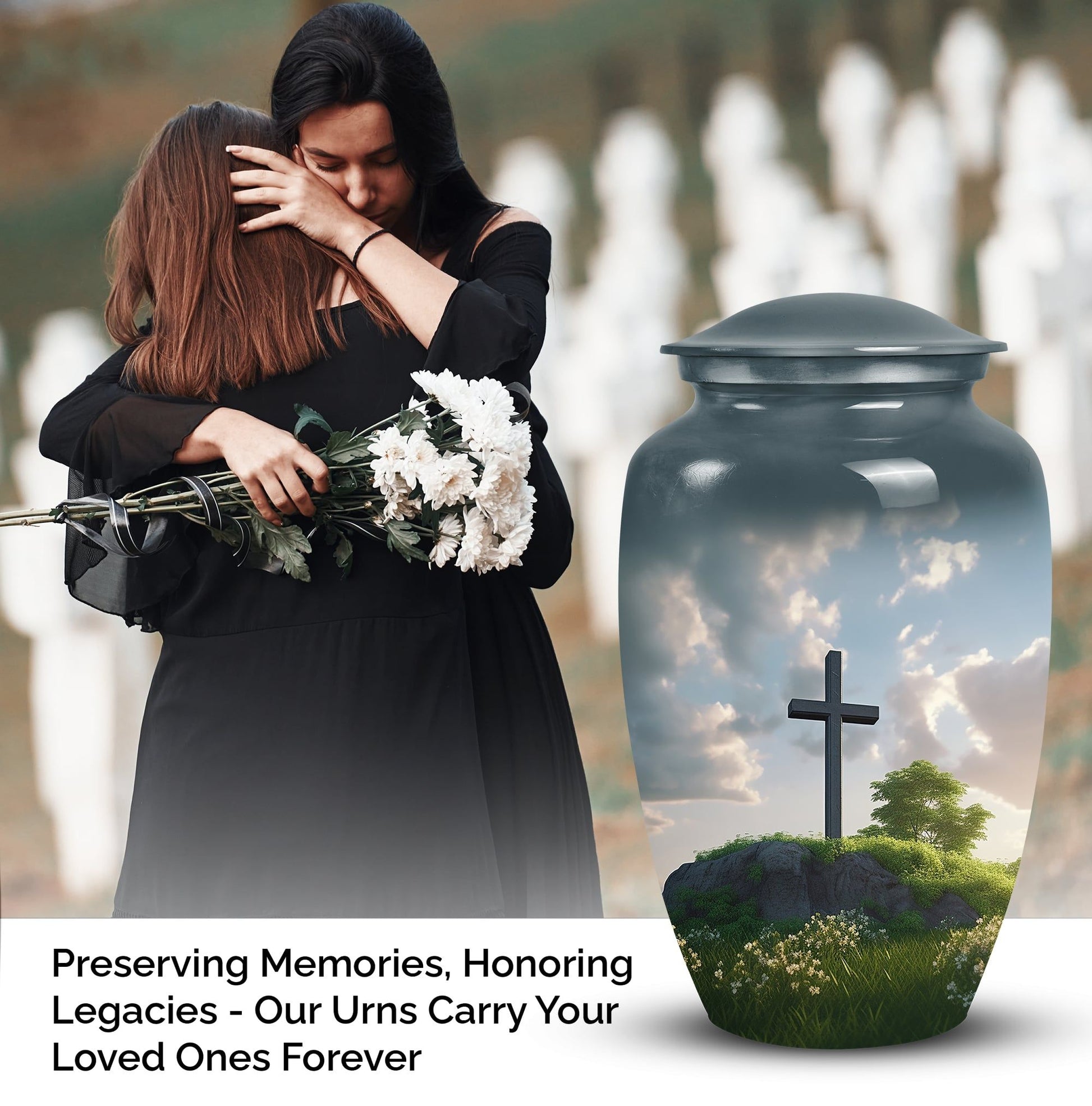 Large Celtic Cross Cremation Urn suitable for human ashes of adult male or female