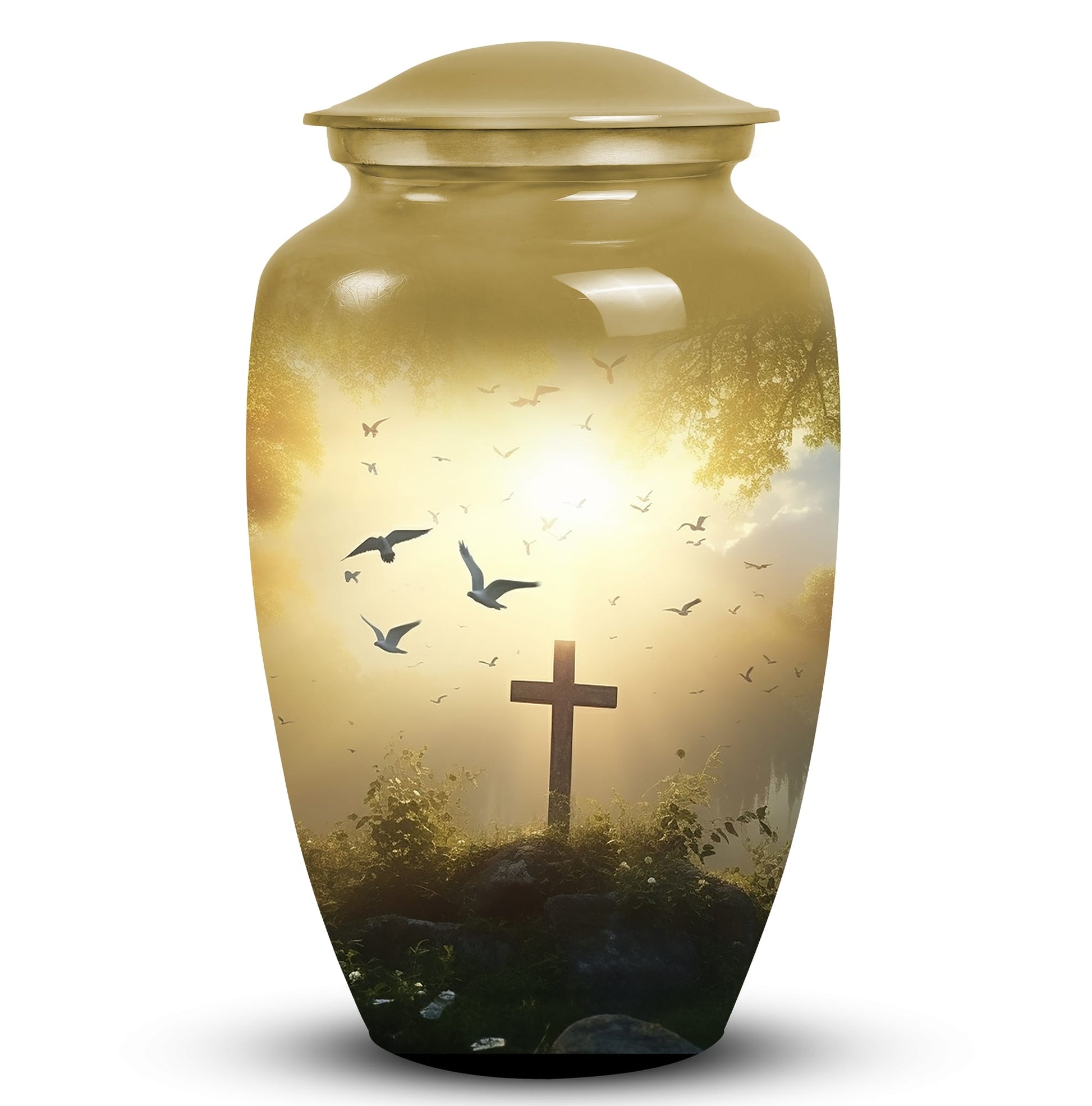 Large decorative cross urn suitable for dad, women, adults for funeral decorations