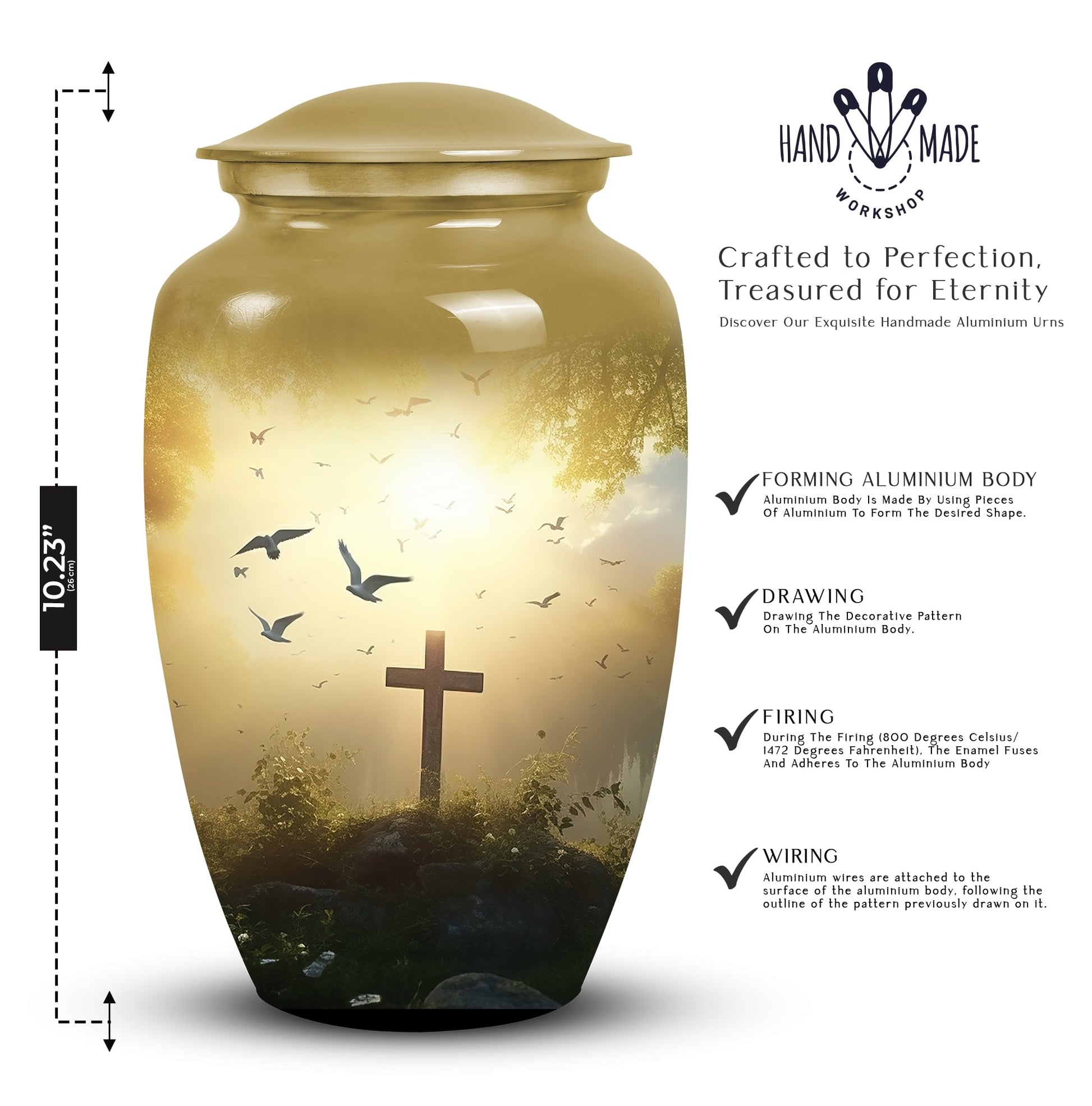 Large decorative cross urn suitable for dad, women, adults for funeral decorations