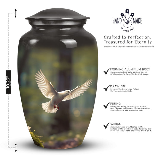 Dove symbolized urns meant for the respectful storage of human ashes, suitable for both men and women