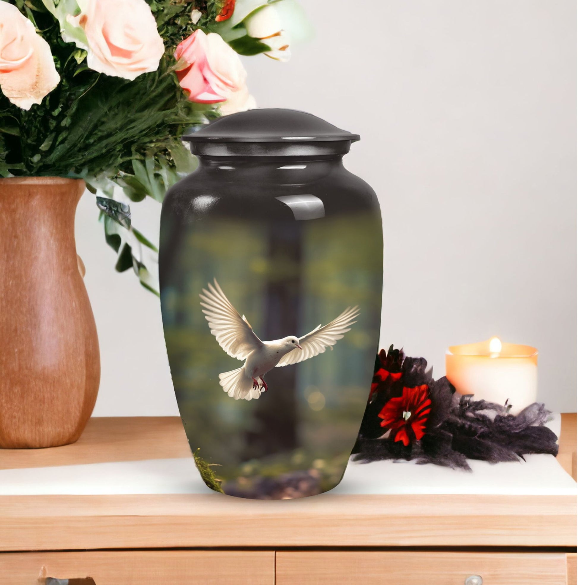 Dove symbolized urns meant for the respectful storage of human ashes, suitable for both men and women