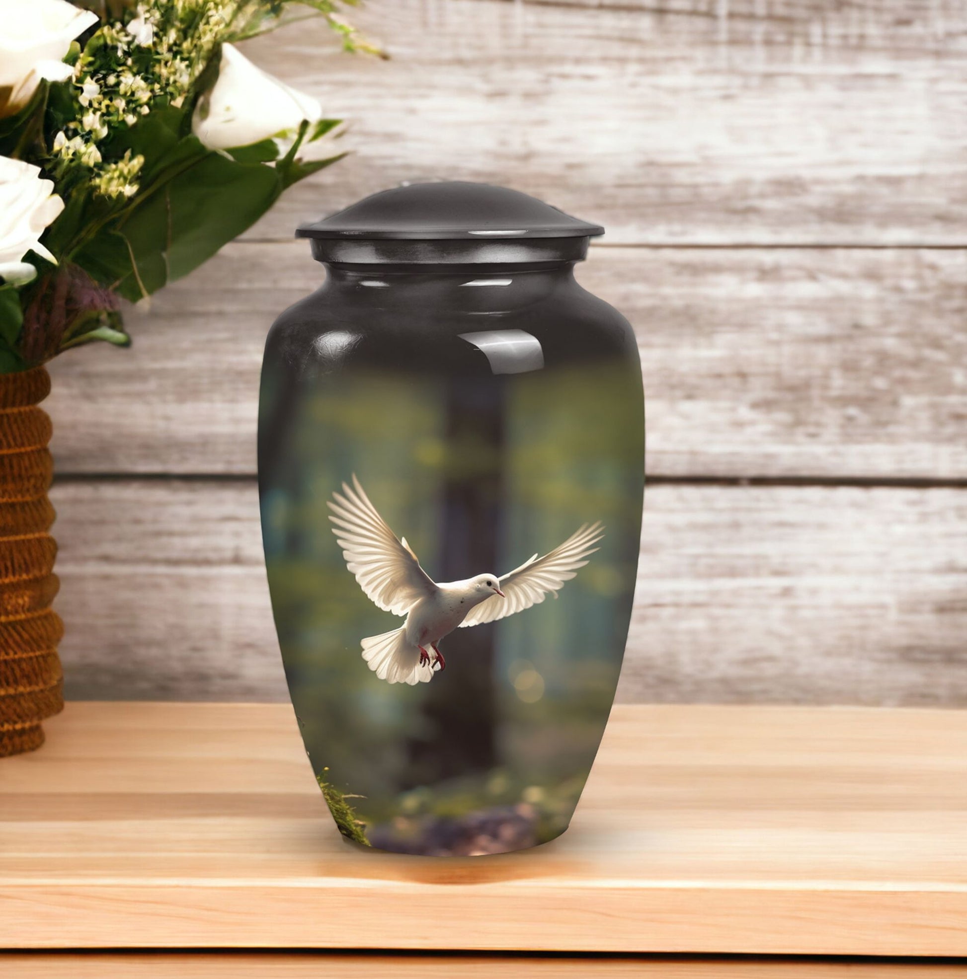 Dove symbolized urns meant for the respectful storage of human ashes, suitable for both men and women