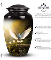 Dove Urn suitable for cremation ashes of adult male, female, mom, dad