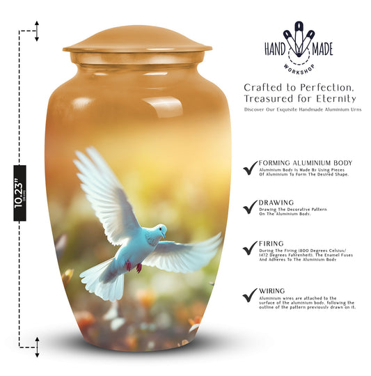 Elegant Dove Urn, part of our decorative burial urns collection, suitable for human ashes - ideal funeral decoration and urn for women and adults