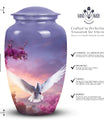 Dove-themed cremation urn in medium size, suitable for storing adult men's ashes, perfect for honoring a beloved dad.