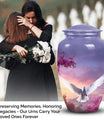 Dove-themed cremation urn in medium size, suitable for storing adult men's ashes, perfect for honoring a beloved dad.