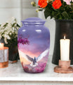 Dove-themed cremation urn in medium size, suitable for storing adult men's ashes, perfect for honoring a beloved dad.