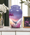 Dove-themed cremation urn in medium size, suitable for storing adult men's ashes, perfect for honoring a beloved dad.