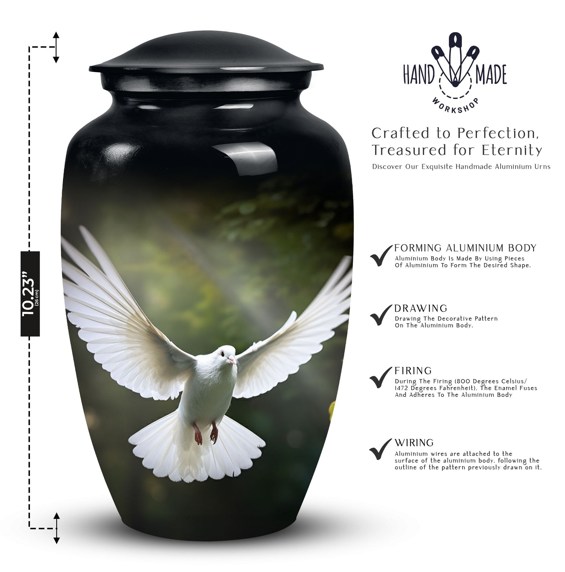 Elegant Dove Memorial Urn, a Decorative Ash Container for Human Ashes, Perfect Cremation Urn for Adults