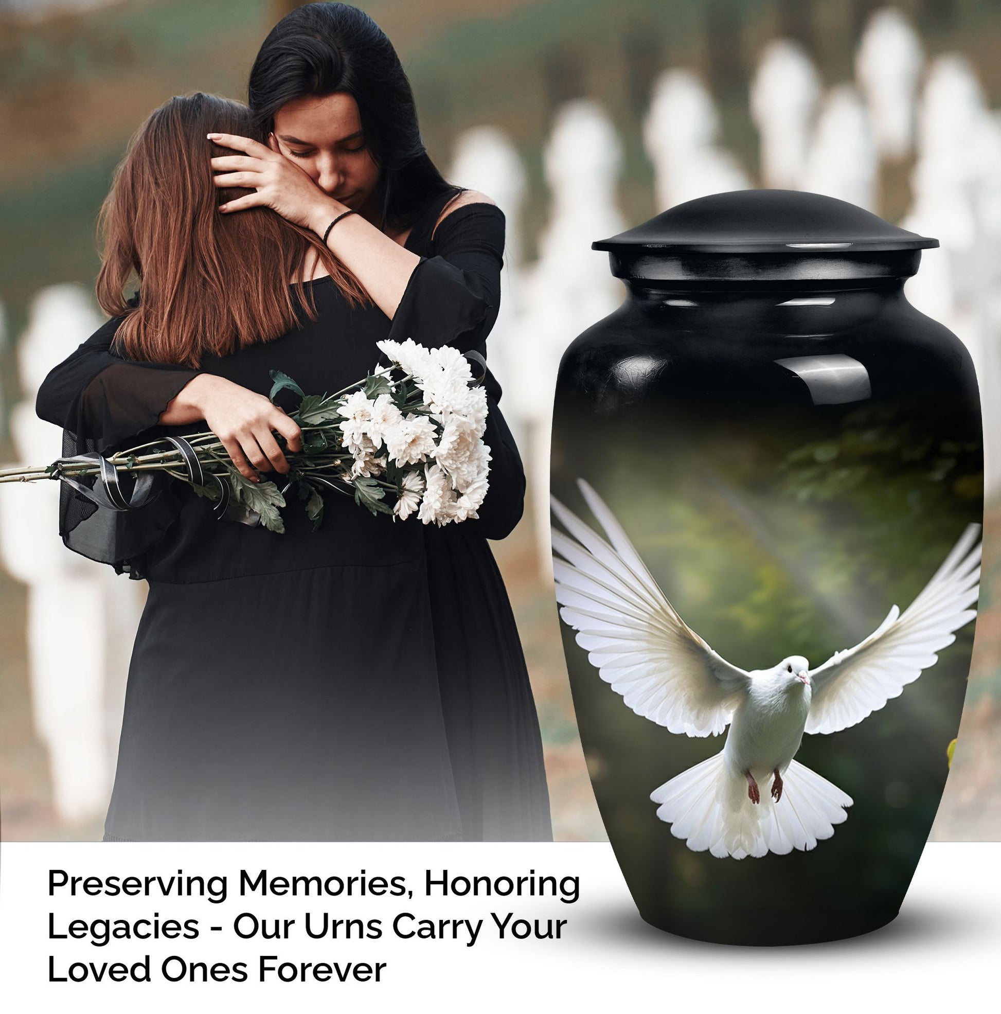 Elegant Dove Memorial Urn, a Decorative Ash Container for Human Ashes, Perfect Cremation Urn for Adults