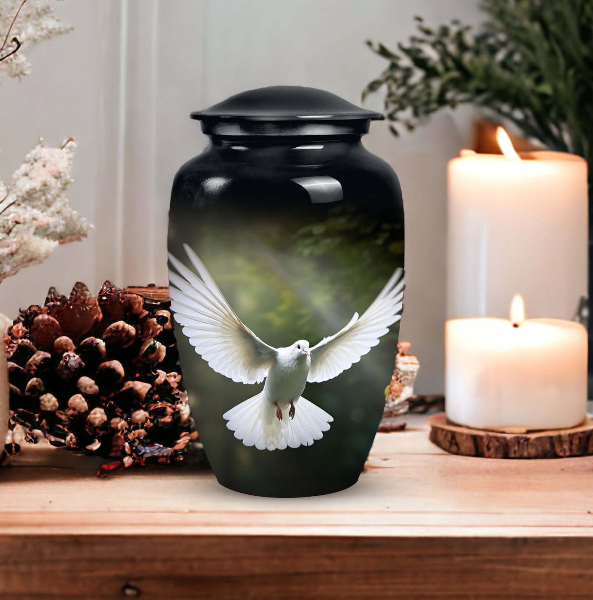 Elegant Dove Memorial Urn, a Decorative Ash Container for Human Ashes, Perfect Cremation Urn for Adults