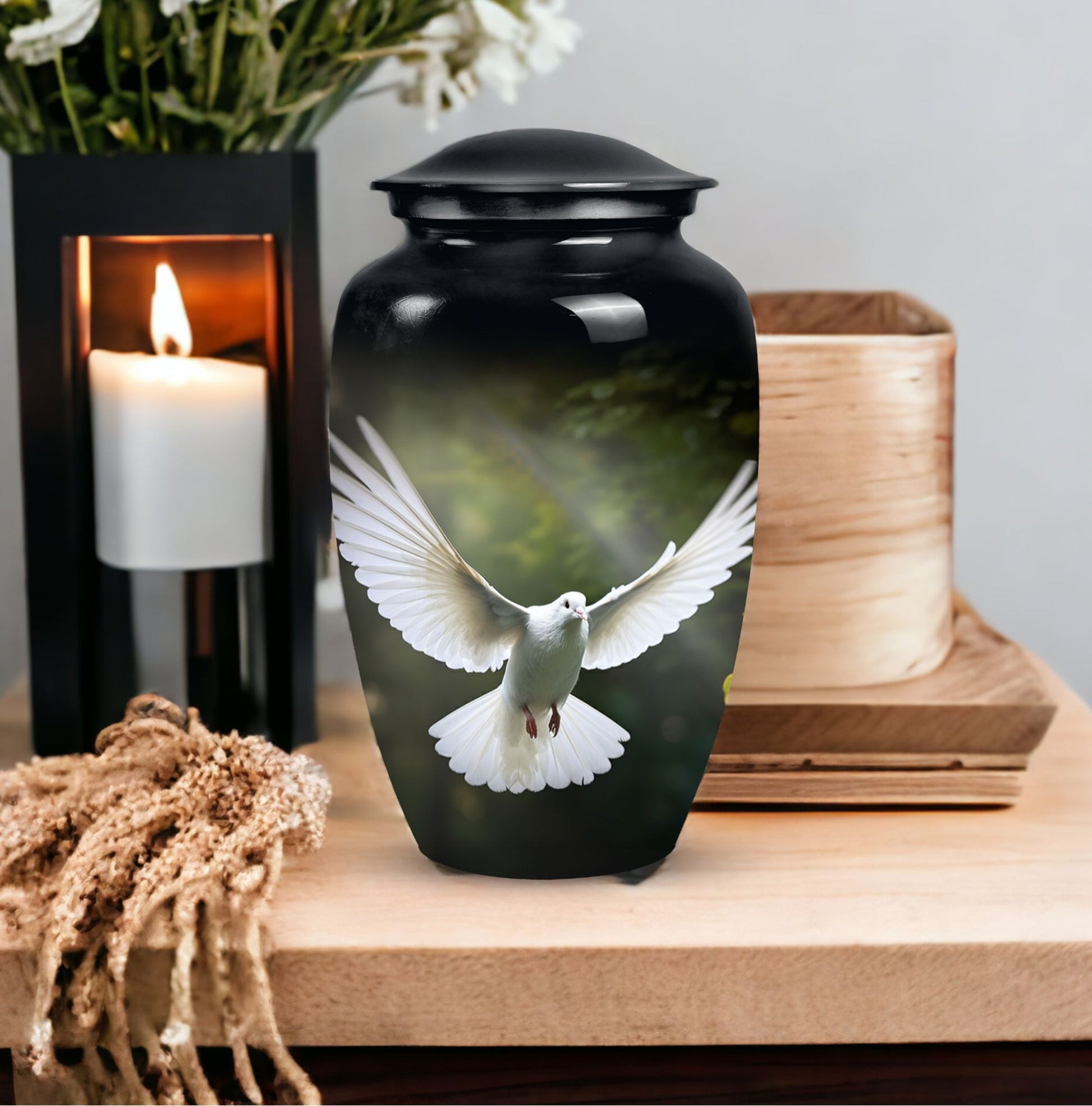 Elegant Dove Memorial Urn, a Decorative Ash Container for Human Ashes, Perfect Cremation Urn for Adults