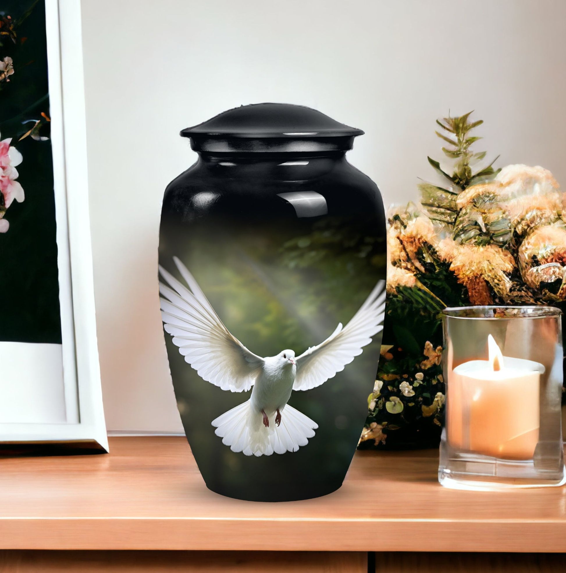 Elegant Dove Memorial Urn, a Decorative Ash Container for Human Ashes, Perfect Cremation Urn for Adults