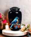 Unique Sparrow metal cremation urn, medium-sized, suitable for burial in ground and is portable for human ashes