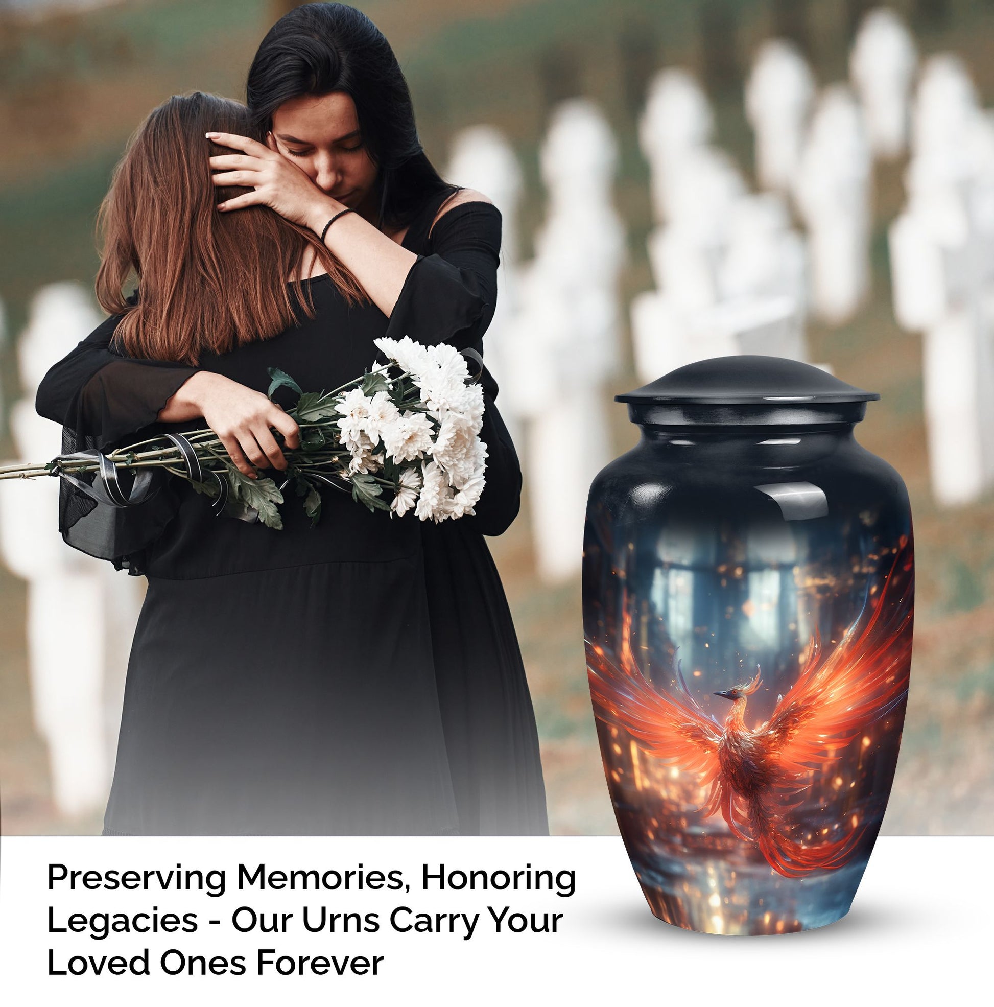 Elegant Phoenix urn, ideal cremation urns for women and suitable for holding adult male ashes