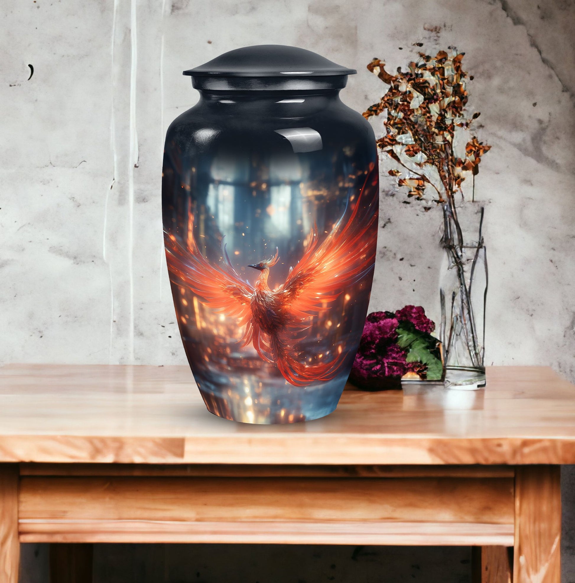 Elegant Phoenix urn, ideal cremation urns for women and suitable for holding adult male ashes