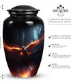 Phoenix Urn, a distinctive and metal funeral urn for adult human ashes, suitable for commemorating a grandfather.