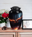 Phoenix Urn, a distinctive and metal funeral urn for adult human ashes, suitable for commemorating a grandfather.
