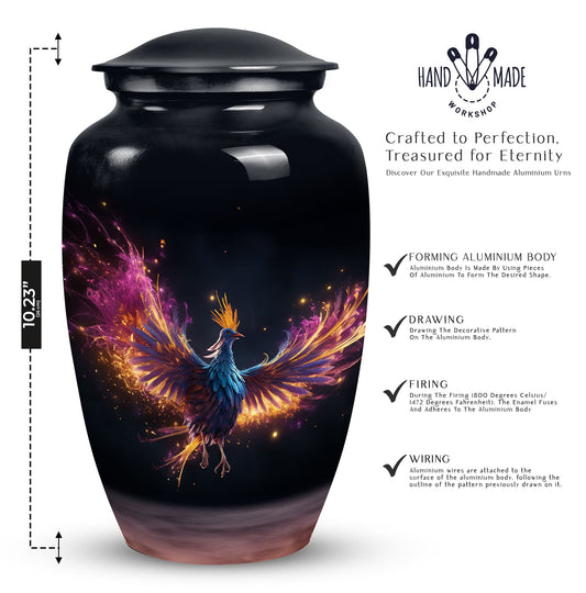 Medium Phoenix Cremation Urn suitable for storing adult human ashes, ideal for men or as a special memorial for Dad