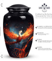 Phoenix Cremation Urn, ideal container for adult female cremains, perfect burial urn for ashes