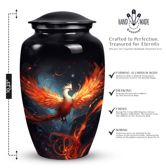 Phoenix Cremation Urn, ideal container for adult female cremains, perfect burial urn for ashes