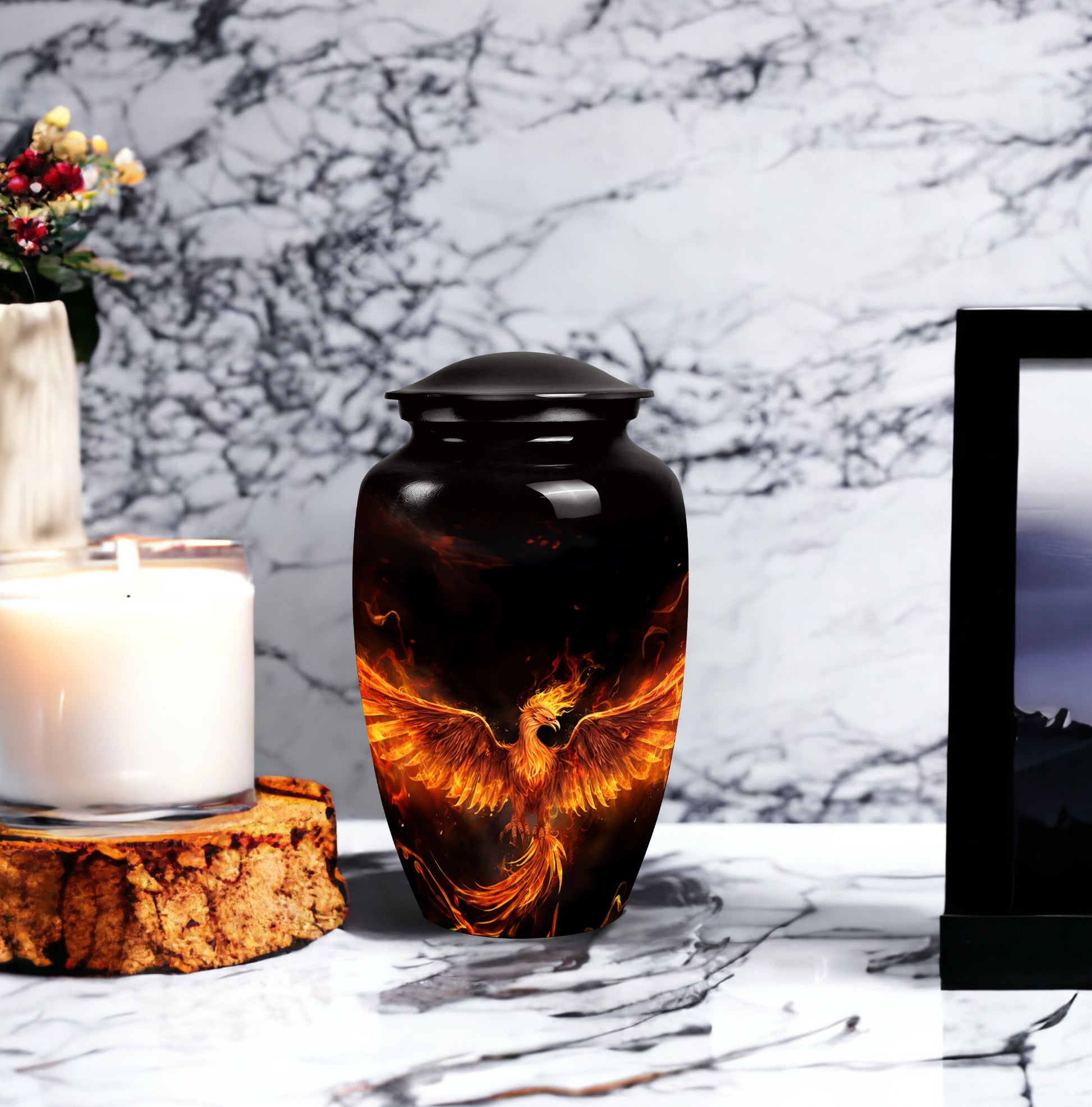 Phoenix Urn, a beautifully crafted cremation urn for human ashes, ideal for an adult woman or as a commemorative piece for mom