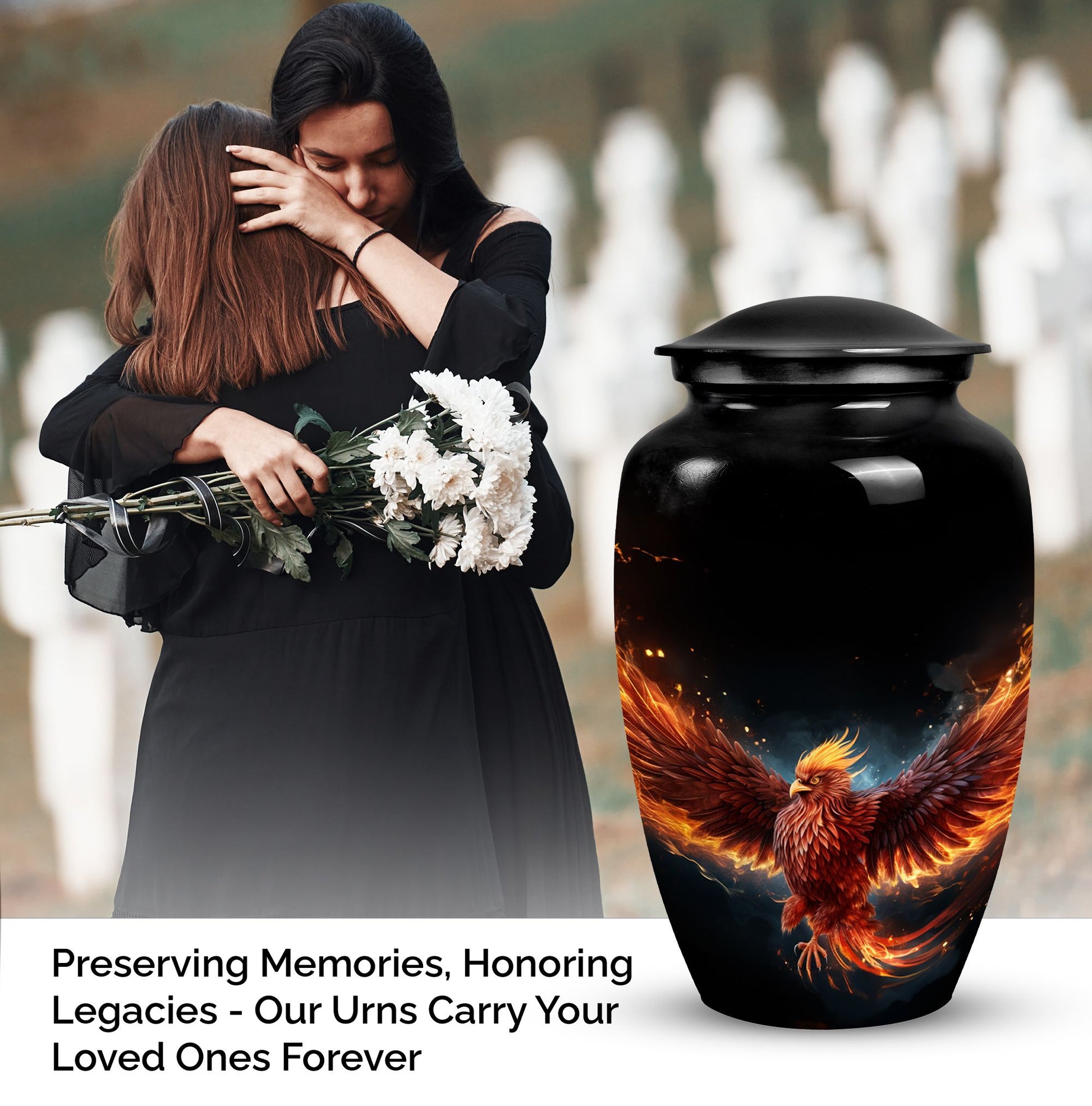 Medium-sized Phoenix Urn, ideal cremation urn for men or as a distinct urn for Dad's ashes