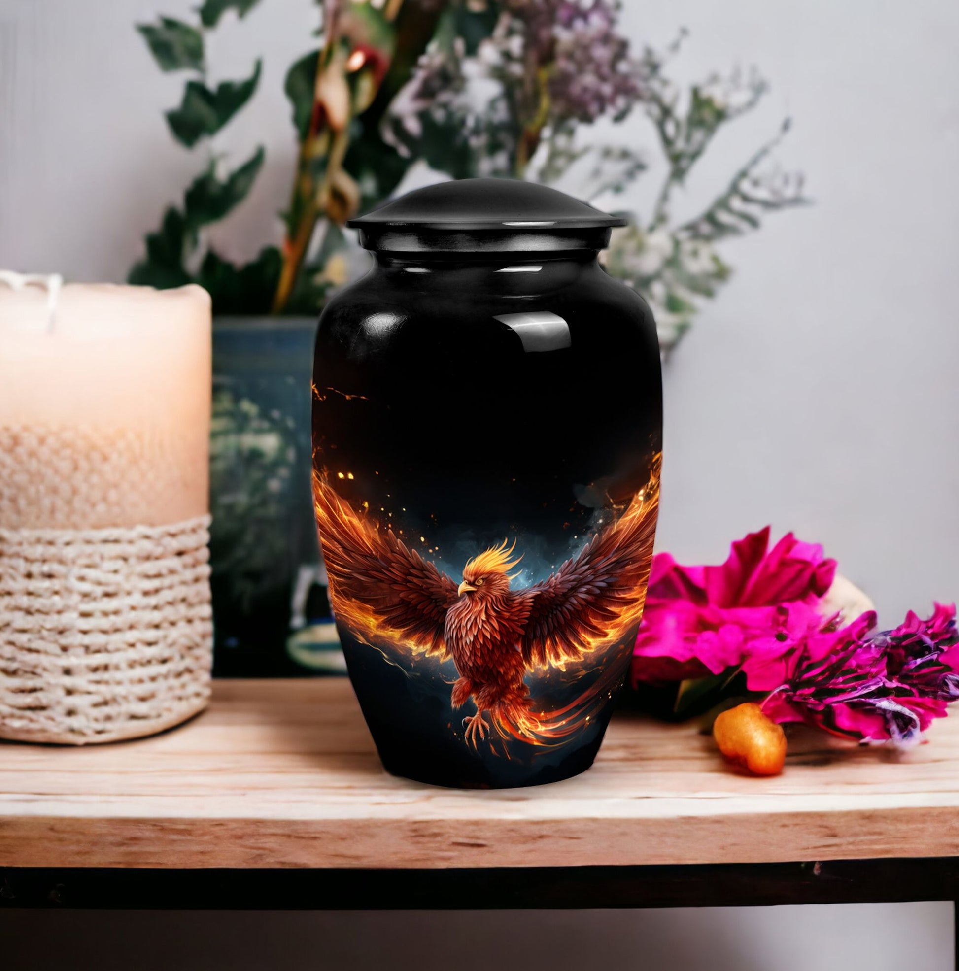 Medium-sized Phoenix Urn, ideal cremation urn for men or as a distinct urn for Dad's ashes