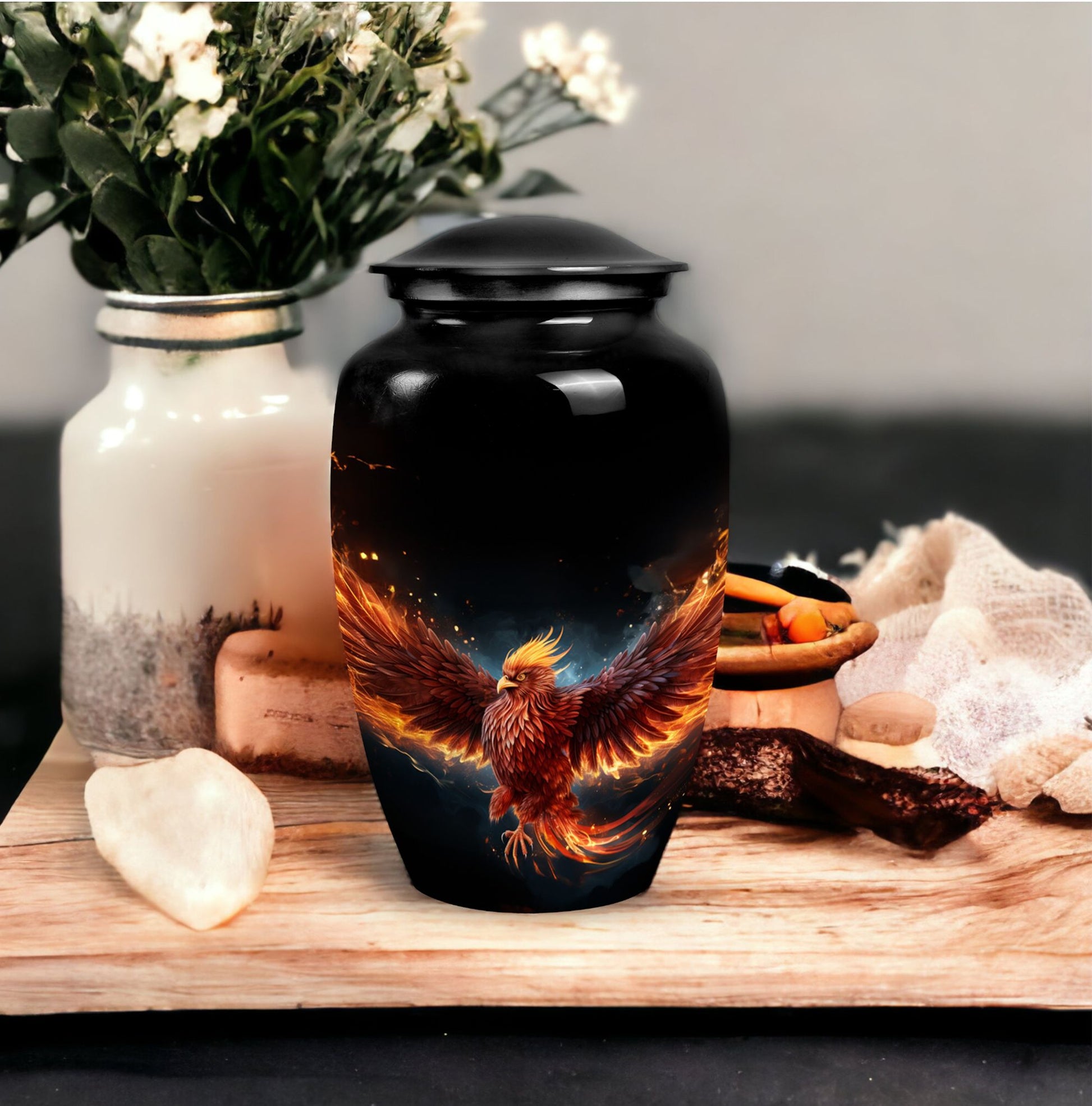 Medium-sized Phoenix Urn, ideal cremation urn for men or as a distinct urn for Dad's ashes