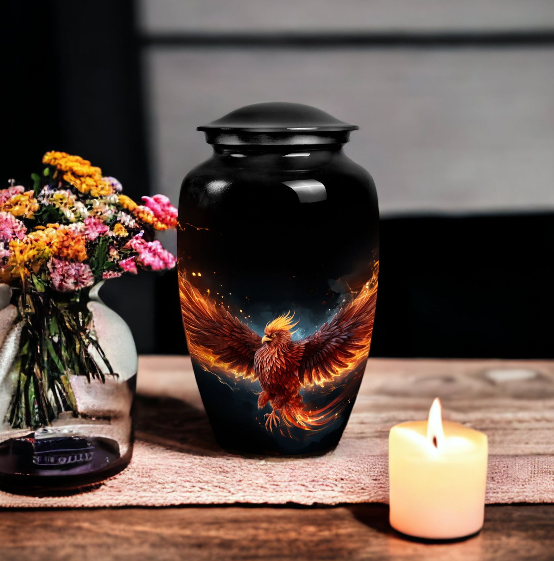 Medium-sized Phoenix Urn, ideal cremation urn for men or as a distinct urn for Dad's ashes