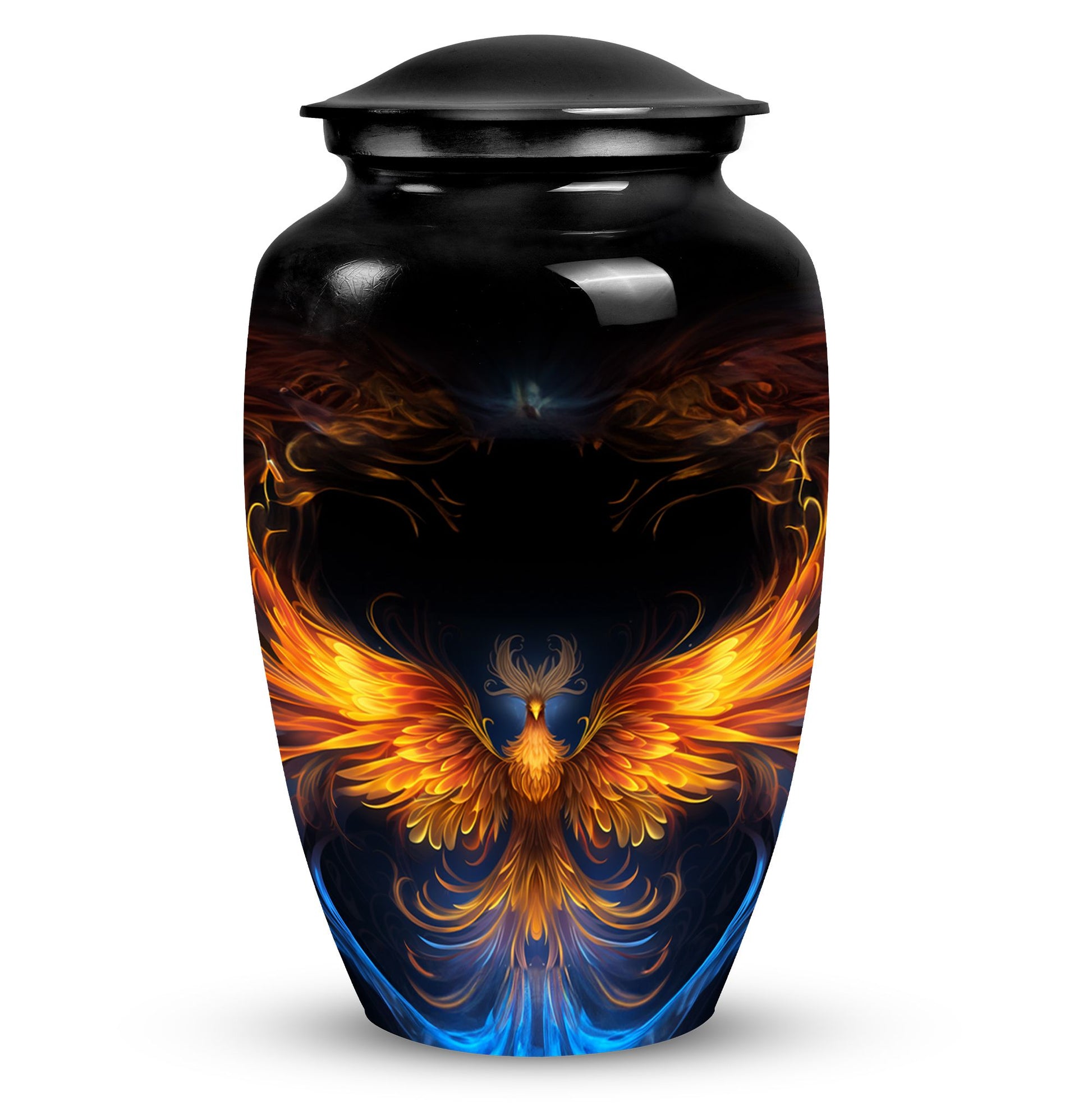 Large Phoenix metal urn for men's cremation ashes